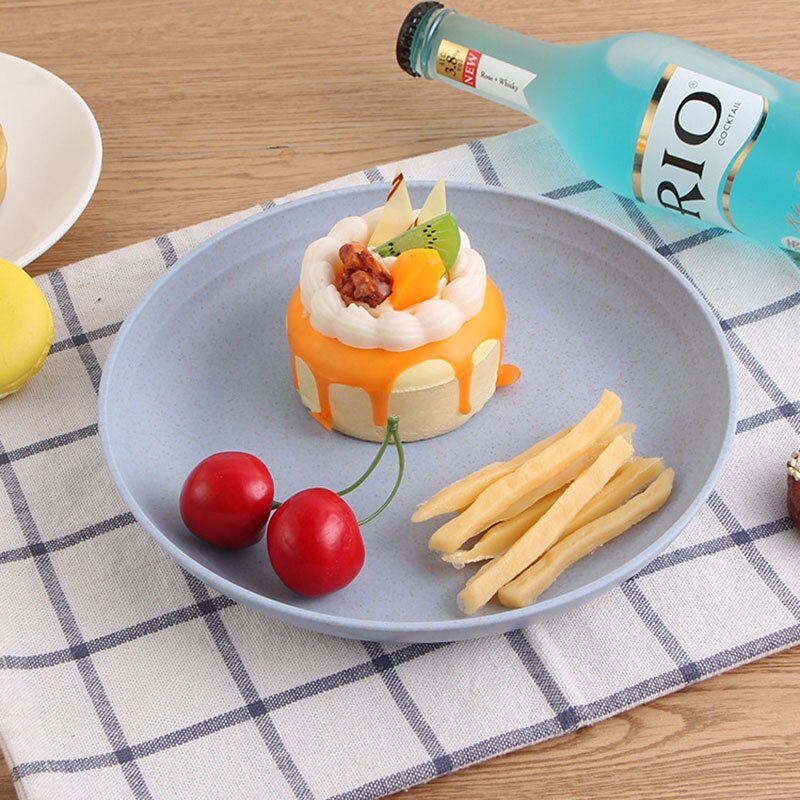 Baby Feeding Dishes Food Grade Wheat Straw Plate Environmental Dinnerware Children Solid Bowl Snack Fruit Tableware MBG0465