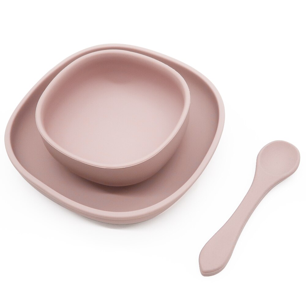4pc Baby Silicone Plate Set Kids Bowl Plates Baby Feeding Silicone Bowl Spoon Children's Dishes Kid Dinner Platos Baby Tableware