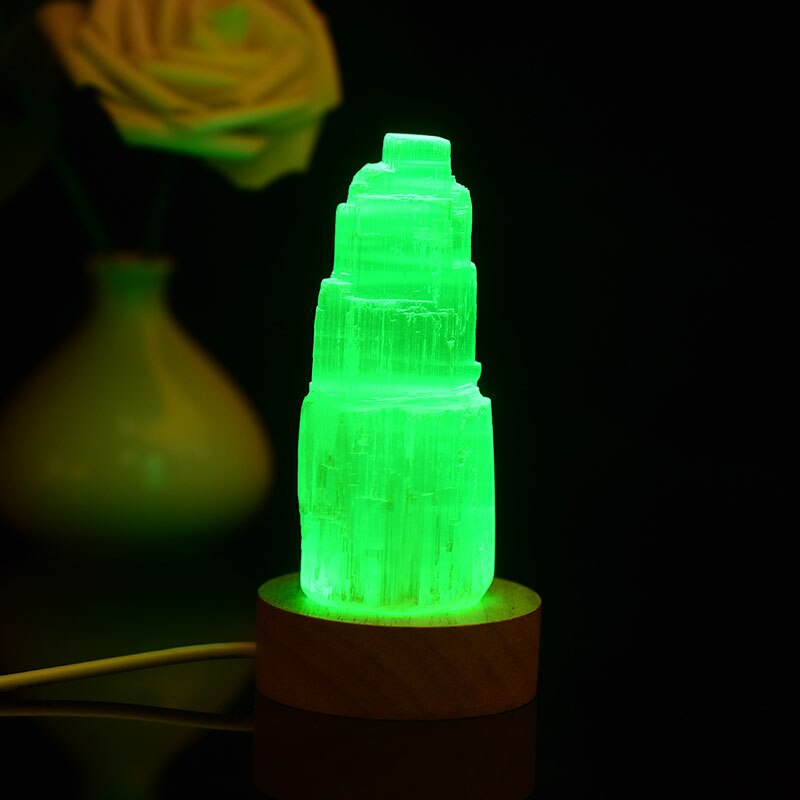 90-200g Natural Selenite Gypsum Lamp Natural Reiki Gypsum Tower Crystal Ore Ornaments Craft Decor Home DIY Gifts Mineral Decor