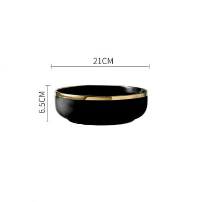 Pink Black Gold Inlay Ceramic Dinner Plate Tableware Porcelain Bulk Serving Dishes Home Wedding Decorative Dinnerware Wholesale