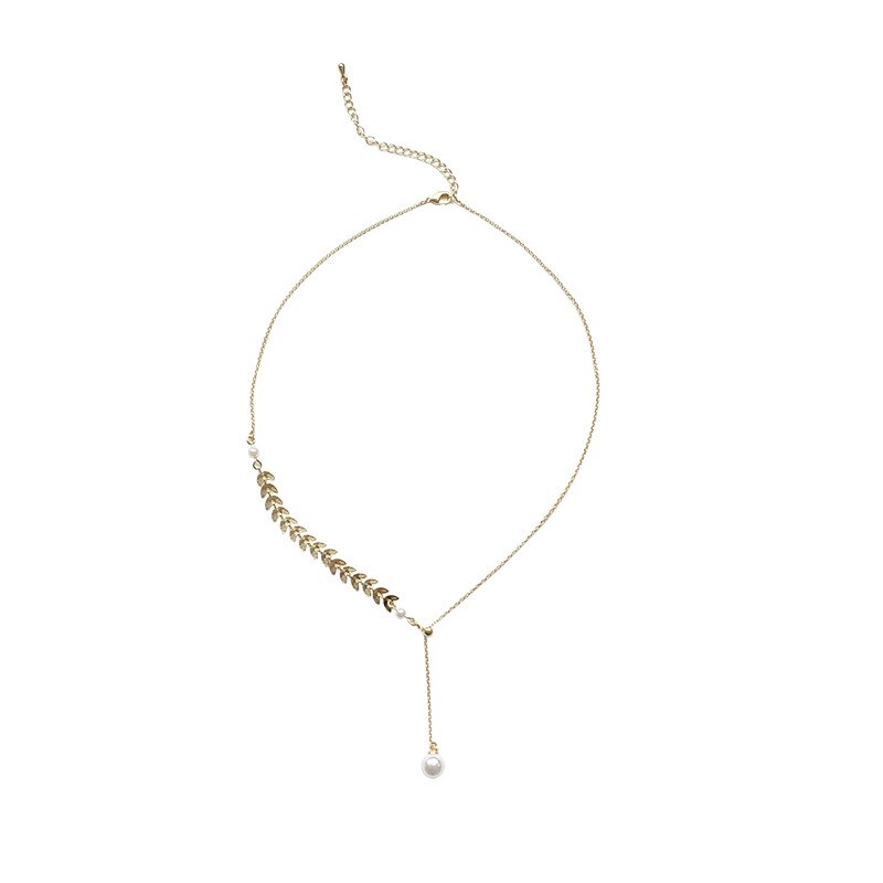 2020 women geometry necklace, pearl asymmetry of fashionable, metal, aureate bowknot, collarbone chain necklace fashion