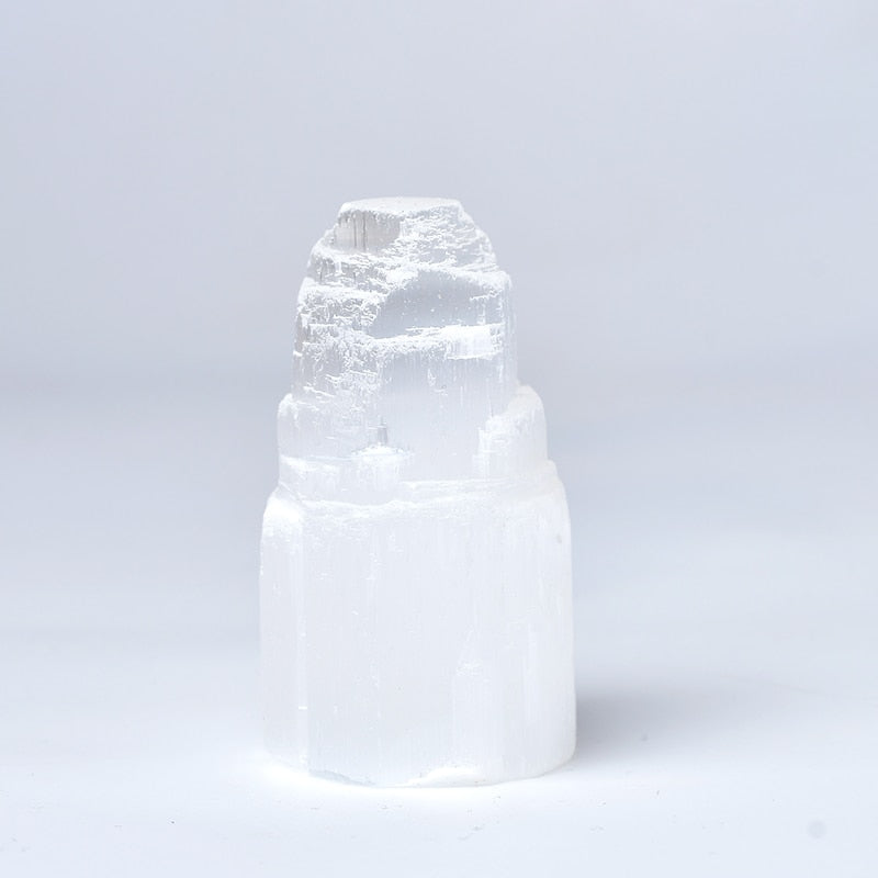 90-200g Natural Selenite Gypsum Lamp Natural Reiki Gypsum Tower Crystal Ore Ornaments Craft Decor Home DIY Gifts Mineral Decor