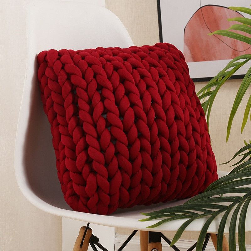 Square Chunky Wool Pillow Handmade Knitting Cushions INS Nordic Braided Cushion For Kids Room Decoration Sofa Bed Throw Pillows