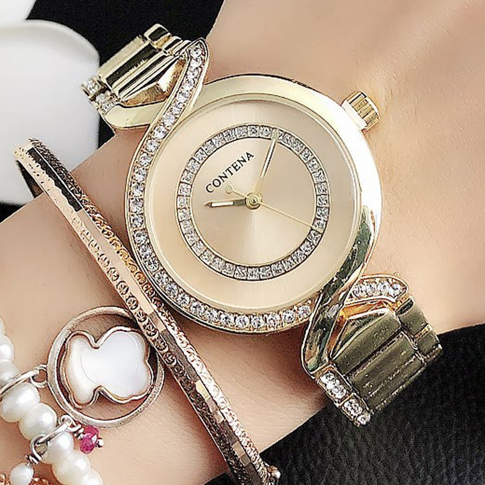 2021 Ladies Wrist Watches New Fashion Dress Watch Women Crystal Diamond Watches Stainless Steel Silver Clock Women Montre Femme
