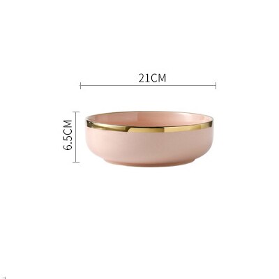 Pink Black Gold Inlay Ceramic Dinner Plate Tableware Porcelain Bulk Serving Dishes Home Wedding Decorative Dinnerware Wholesale