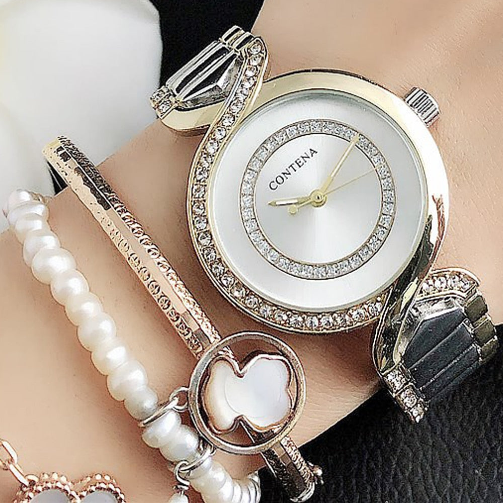 2021 Ladies Wrist Watches New Fashion Dress Watch Women Crystal Diamond Watches Stainless Steel Silver Clock Women Montre Femme