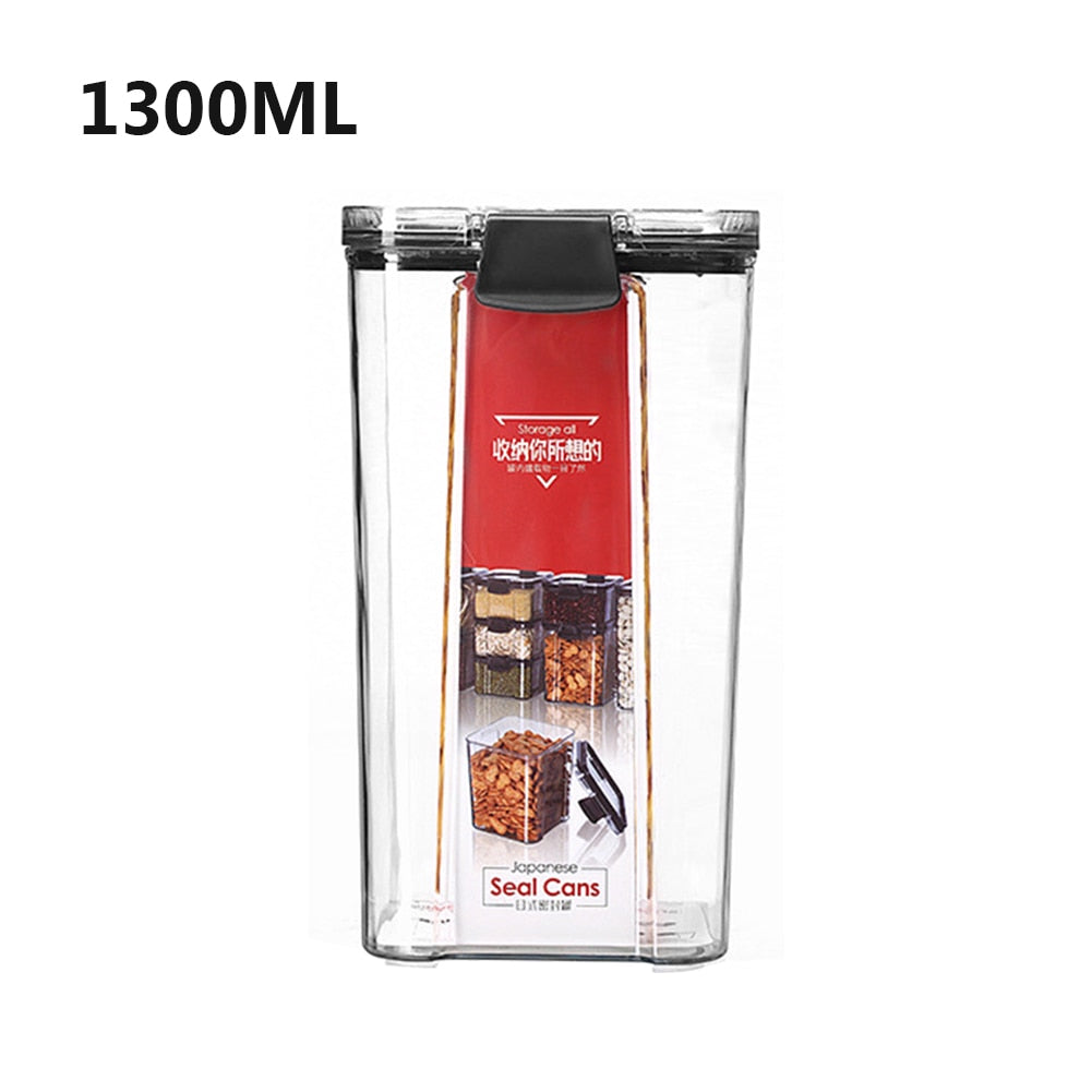 Storage Container Plastic Transparent Box Multigrain Cereal Containers Airtight Pantry Pasta Kitchen With Lid Food Sealed Cans