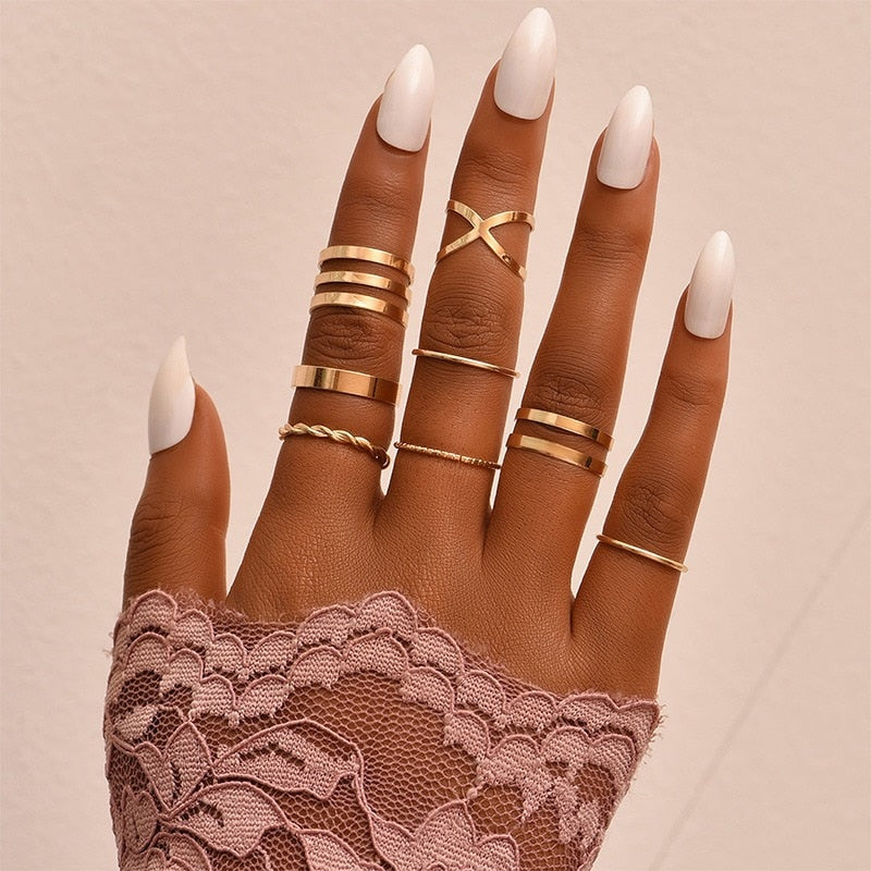 2022 women ring set bague femme matching rings bohemian fashion jewelry schmuck finger accesorios mujer couple gift wholesale