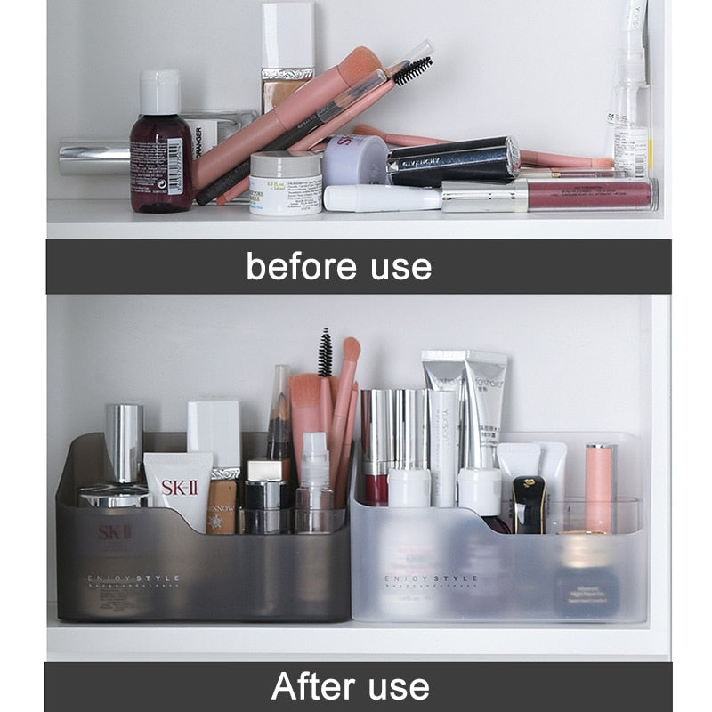 Plastic Makeup Organizer Bathroom Storage Box Cosmetic Organiser Office Desktop Make Up Jewelry Storage Box Sundries Container