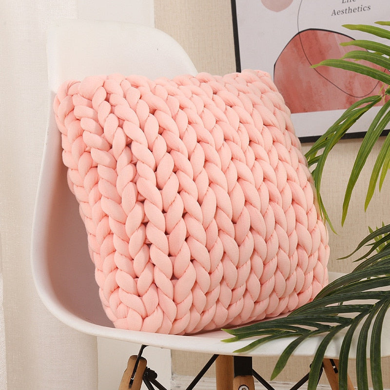 Square Chunky Wool Pillow Handmade Knitting Cushions INS Nordic Braided Cushion For Kids Room Decoration Sofa Bed Throw Pillows