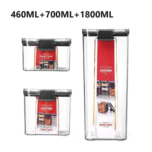 Storage Container Plastic Transparent Box Multigrain Cereal Containers Airtight Pantry Pasta Kitchen With Lid Food Sealed Cans