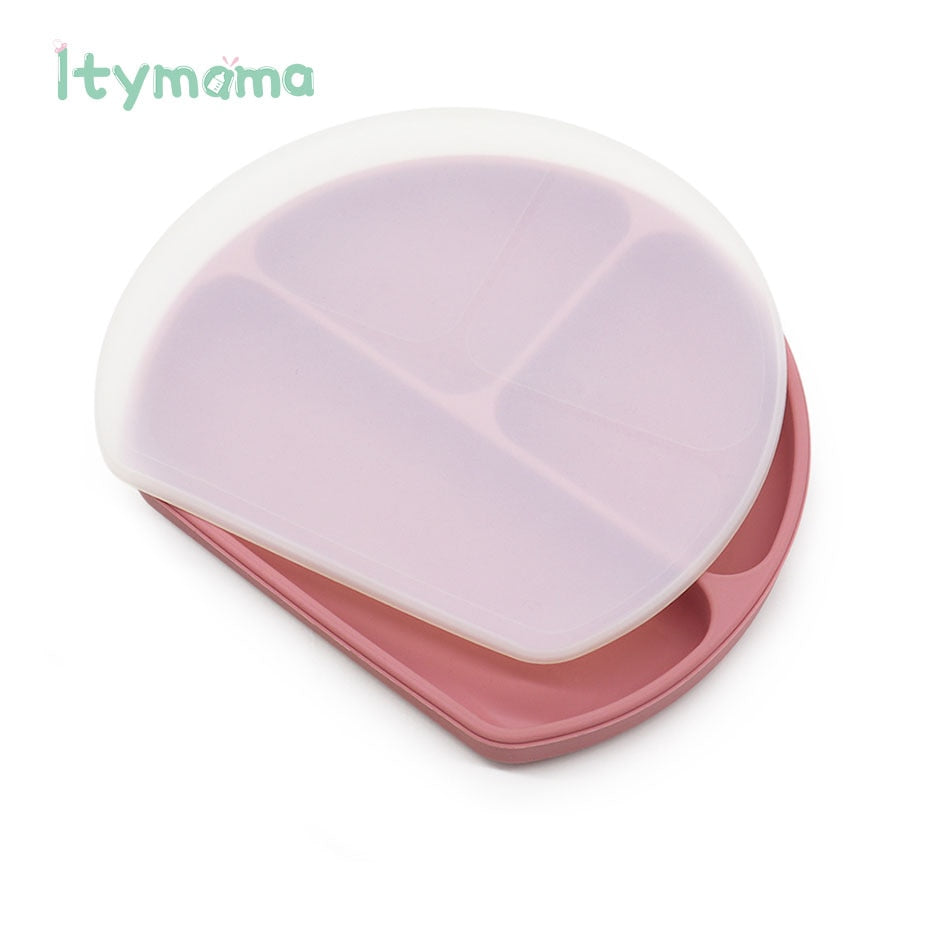Baby Feeding Plate Food Grade Silicone Baby Plate BPA Free Infant Waterproof Kid Tableware Plate Children Dishes Sealed With Lid