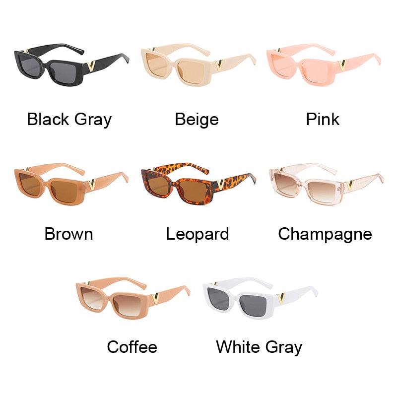 Retro Rectangle Sunglasses Women Brand Designer Vintage Small Frame Sun Glasses Ladies Classic Black Square Oculos De Sol