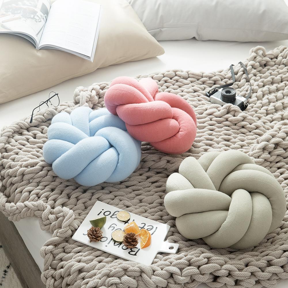 Regina Cotton DIY Hand Knot Back Cushions Cozy Car Lumbar Pillow Home Decorative Sofa Seat Cushion Soft Office Hand Rest Pillows