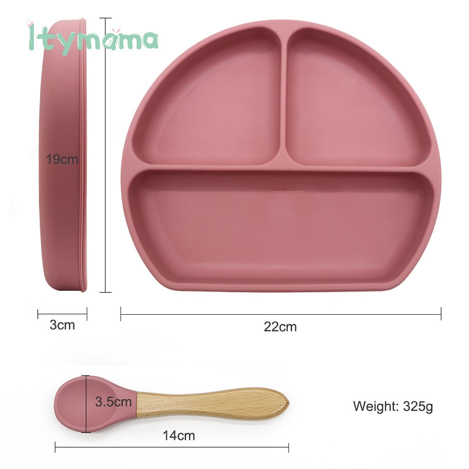 Baby Feeding Plate Food Grade Silicone Baby Plate BPA Free Infant Waterproof Kid Tableware Plate Children Dishes Sealed With Lid