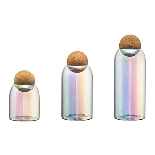 ATUCOHO 3PCS Transparent Glass Seasoning Teapot Storage Tank Storage Bottle Home Decoration Food Container Kitchen Storage Tool