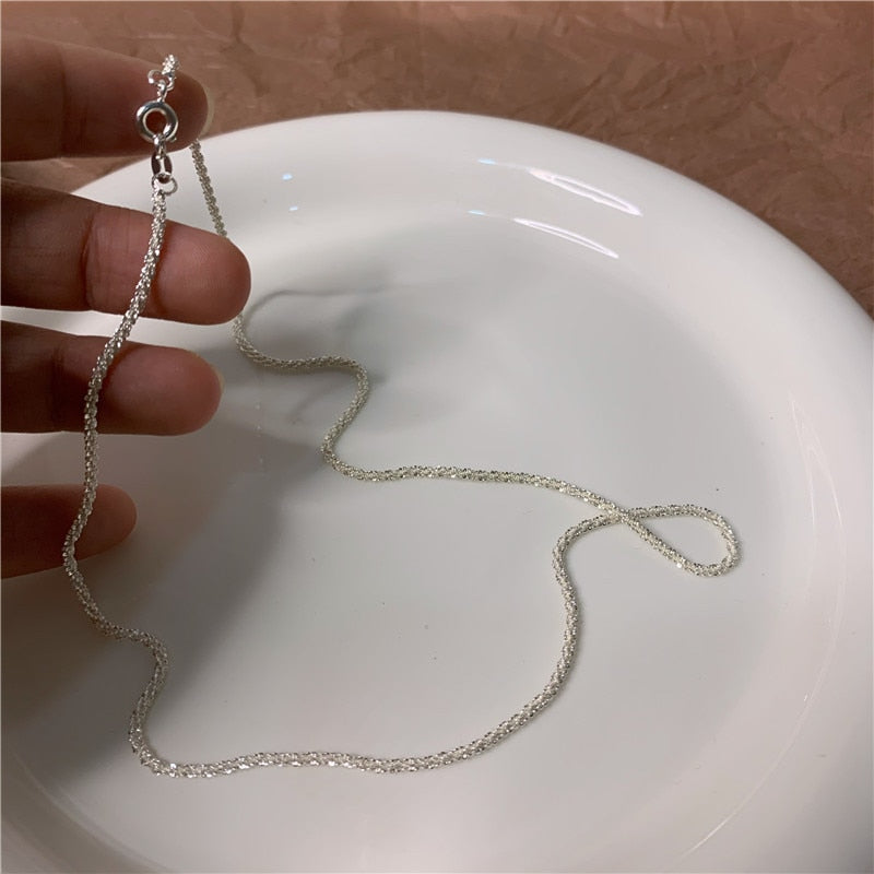 2022 Trend Sparkling Silver Color Choker Necklace for Women Elegant Clavicle Chain Necklace Party Wedding Collar Jewelry Gifts