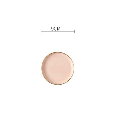 Pink Black Gold Inlay Ceramic Dinner Plate Tableware Porcelain Bulk Serving Dishes Home Wedding Decorative Dinnerware Wholesale