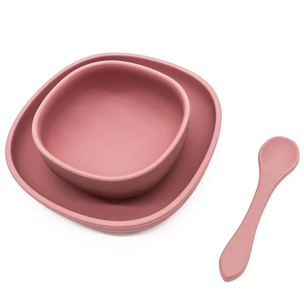 4pc Baby Silicone Plate Set Kids Bowl Plates Baby Feeding Silicone Bowl Spoon Children's Dishes Kid Dinner Platos Baby Tableware