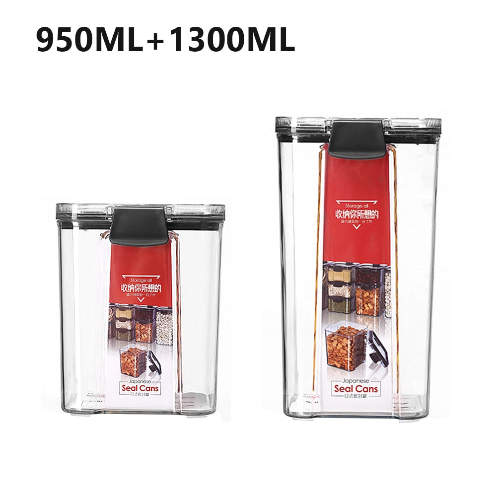 Storage Container Plastic Transparent Box Multigrain Cereal Containers Airtight Pantry Pasta Kitchen With Lid Food Sealed Cans