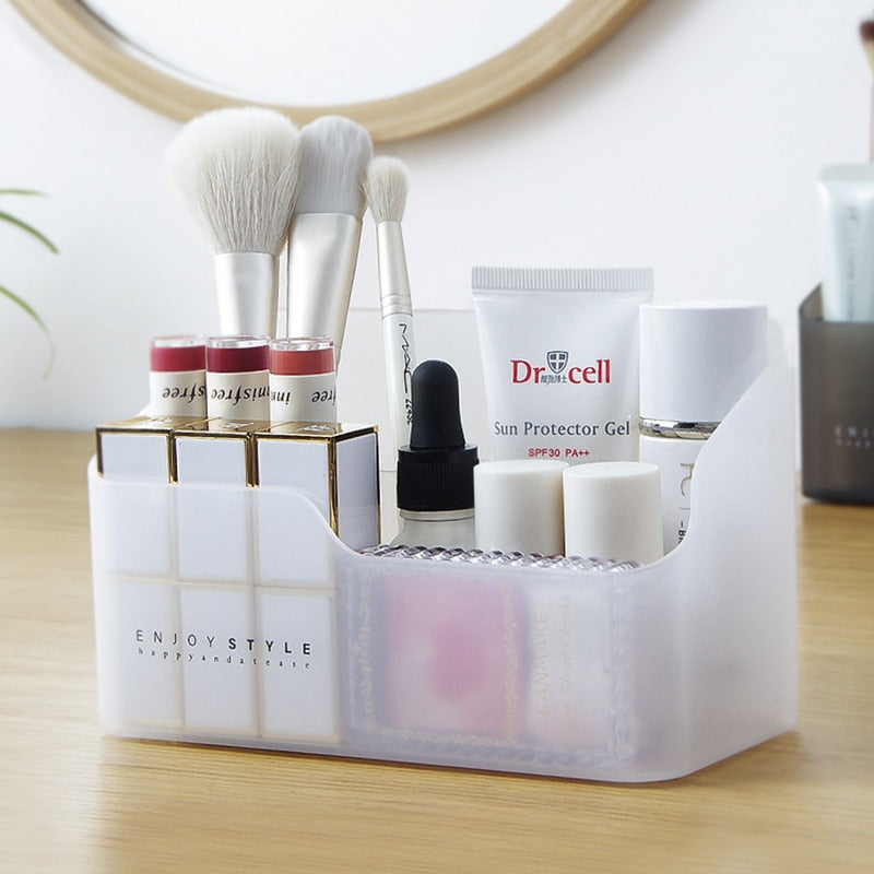 Plastic Makeup Organizer Bathroom Storage Box Cosmetic Organiser Office Desktop Make Up Jewelry Storage Box Sundries Container