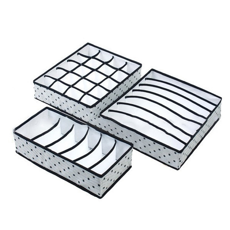3PCS/SET Foldable Underwear Organizer Bra Tie Socks Clothes Storage Box Container Wardrobe Closet Organizer Drawer Dividers Case