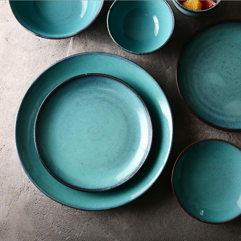 Porcelain Dinner Plate Set Kitchen Plate Ceramic Tableware Food Dishes Rice Salad Noodles Bowl Soup Kitchen Cook Tool