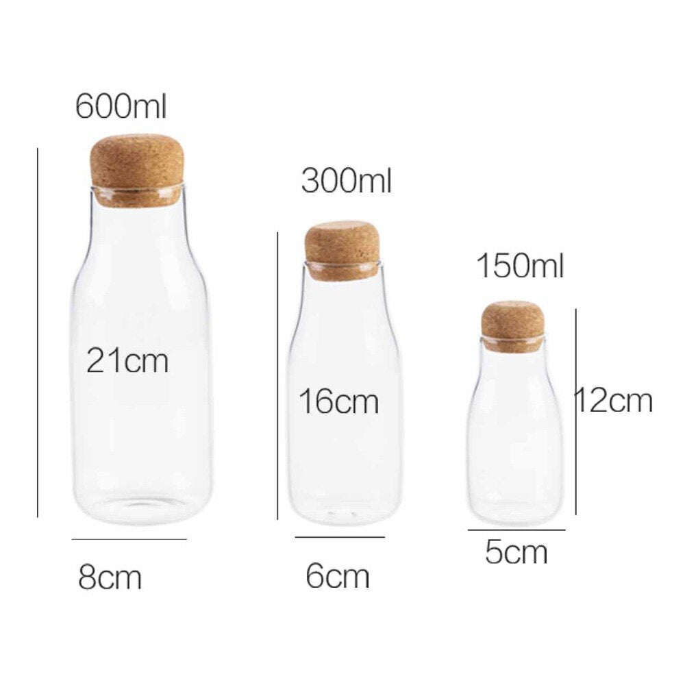 OTHERHOUSE Kitchen Storage Containers Transparent Glass Food Storage Jar Bottle Cereal Container Wood Plug Kitchen Organization