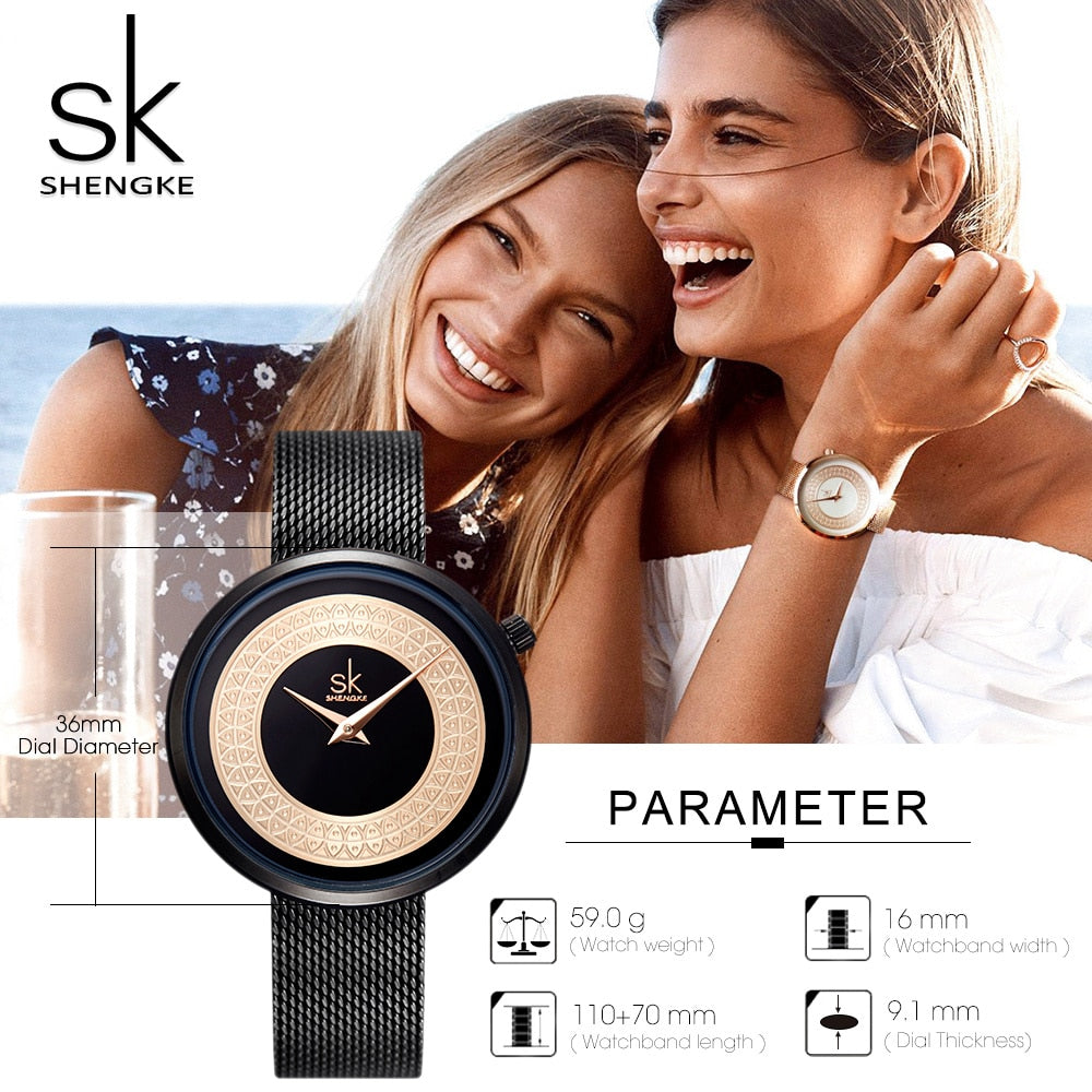 Shengke Women Watches Characteristic Texture Fashion Casual Quartz Female Watches Bayan Kol Saati Wristwatches Reloj Mujer 2019