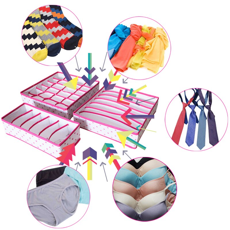 3PCS/SET Foldable Underwear Organizer Bra Tie Socks Clothes Storage Box Container Wardrobe Closet Organizer Drawer Dividers Case