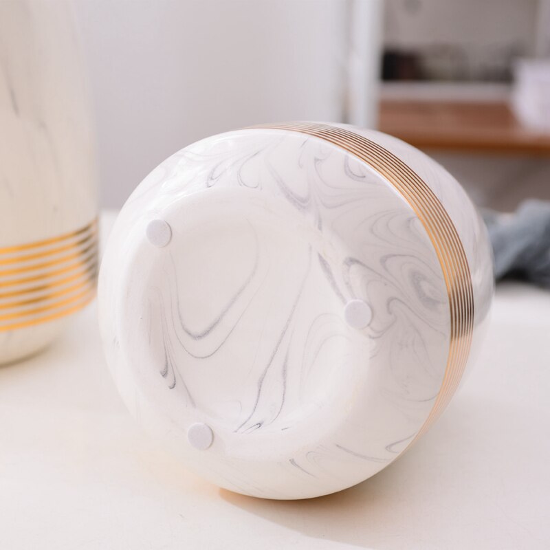 1pc Marbled Cearamic Vase Golden Circle Flower Vase Water Planting Container Home Decorative Wedding Gift