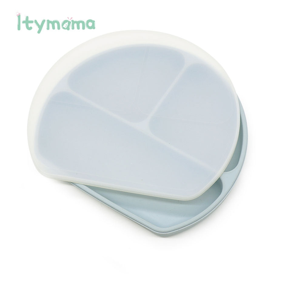Baby Feeding Plate Food Grade Silicone Baby Plate BPA Free Infant Waterproof Kid Tableware Plate Children Dishes Sealed With Lid