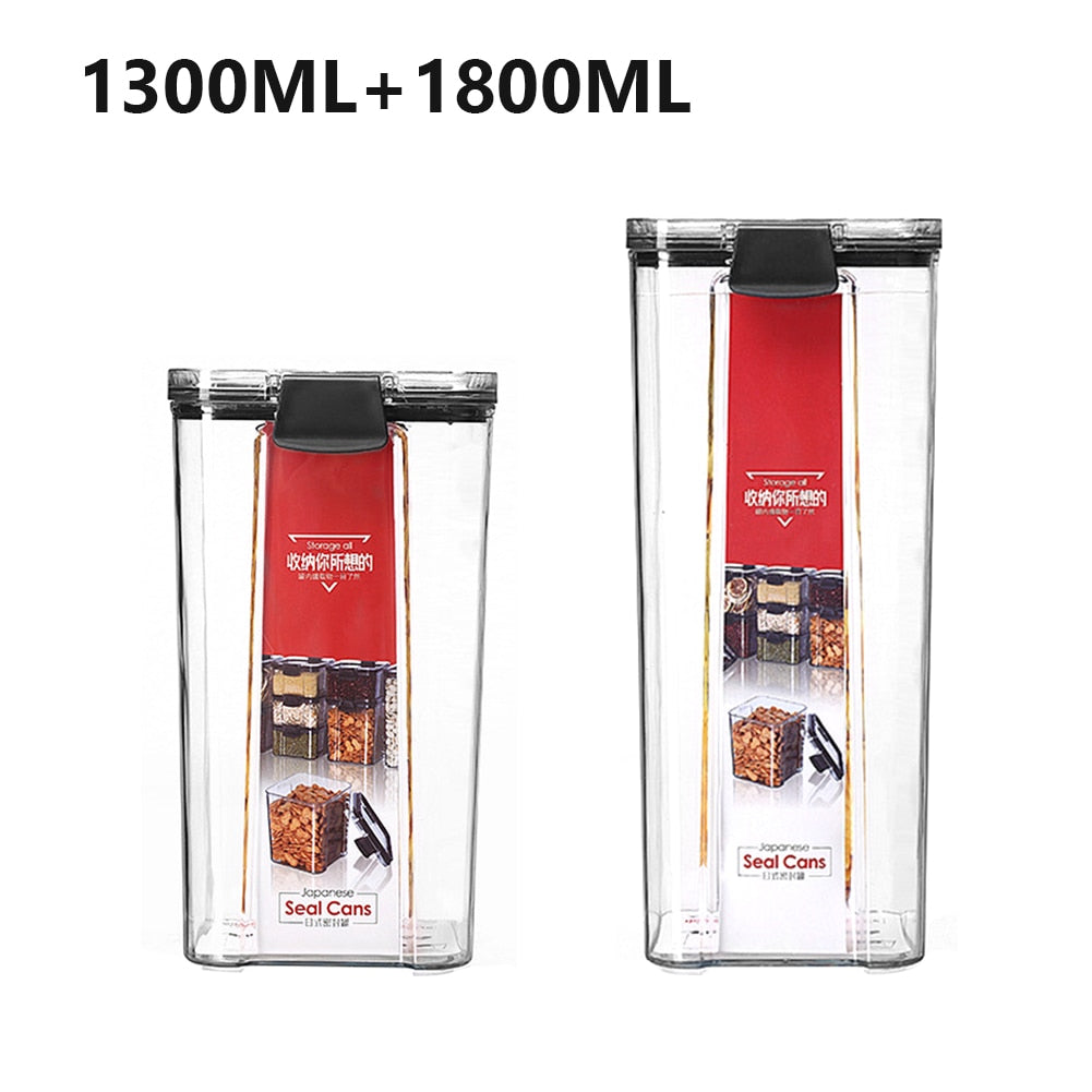 Storage Container Plastic Transparent Box Multigrain Cereal Containers Airtight Pantry Pasta Kitchen With Lid Food Sealed Cans