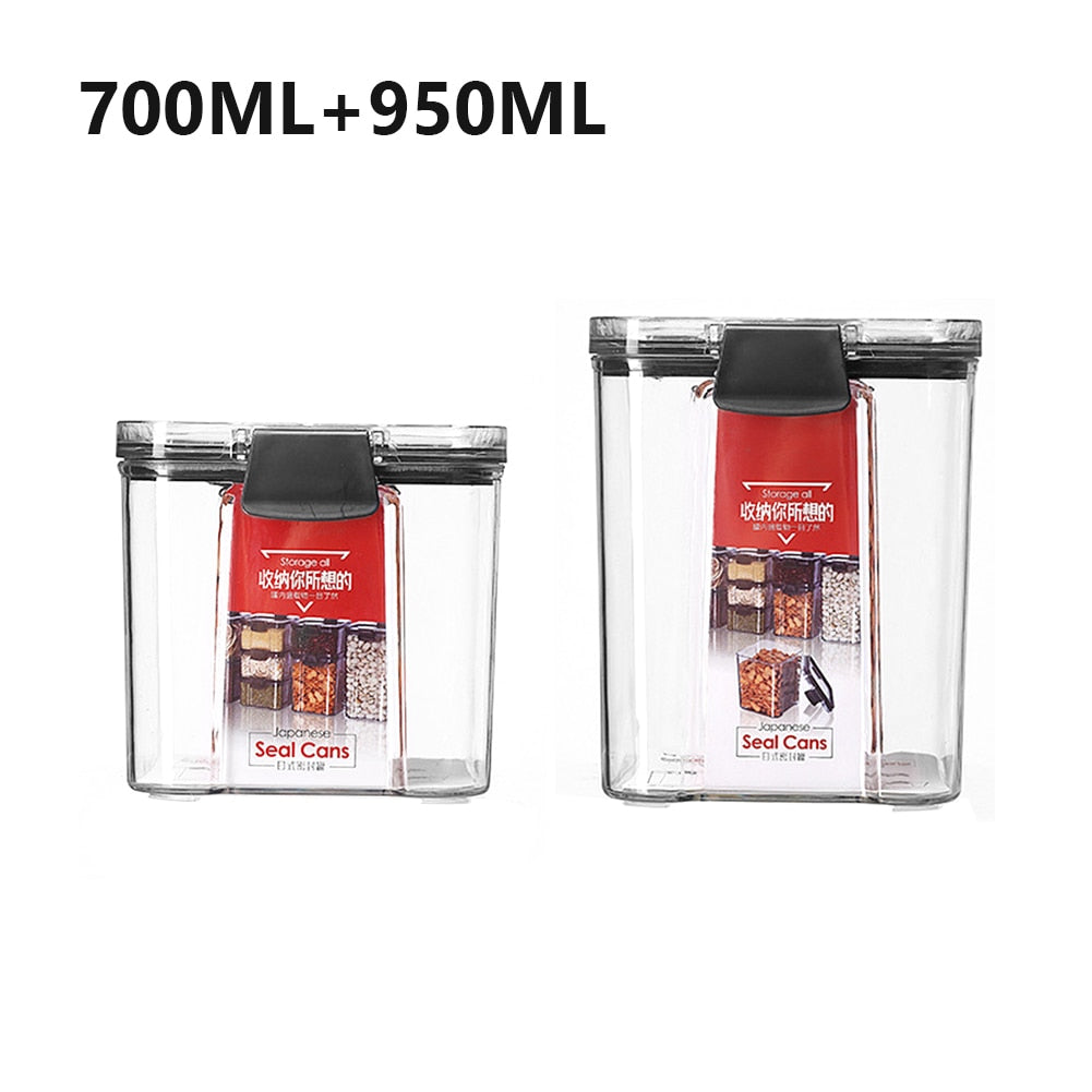 Storage Container Plastic Transparent Box Multigrain Cereal Containers Airtight Pantry Pasta Kitchen With Lid Food Sealed Cans
