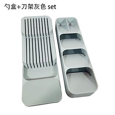 YOMDID Cutlery Storage Tray Spice Holder Tableware Organizer Spoon Fork Storage Box Plastic Container plateau Knife Block Holder
