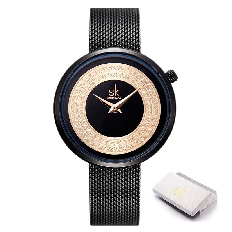 Shengke Women Watches Characteristic Texture Fashion Casual Quartz Female Watches Bayan Kol Saati Wristwatches Reloj Mujer 2019