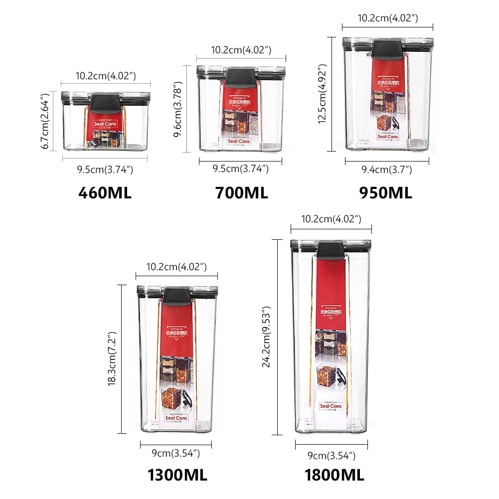 Storage Container Plastic Transparent Box Multigrain Cereal Containers Airtight Pantry Pasta Kitchen With Lid Food Sealed Cans