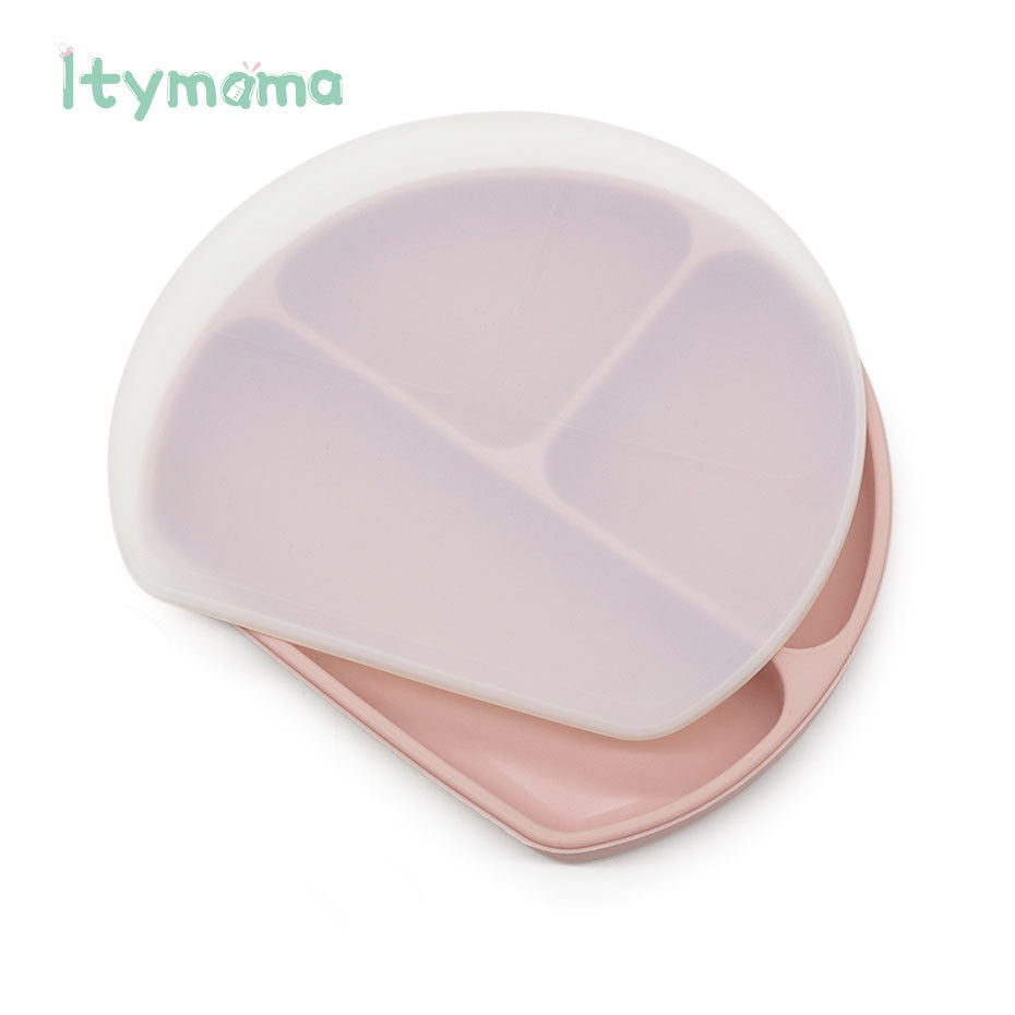 Baby Feeding Plate Food Grade Silicone Baby Plate BPA Free Infant Waterproof Kid Tableware Plate Children Dishes Sealed With Lid