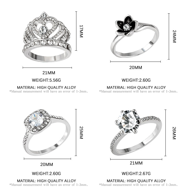 Vintage Fashion Rings for Women Crystal Design Rings AAA White Zircon Cubic Punk Rings Silver Color 2021 Trend Weddings Jewelry