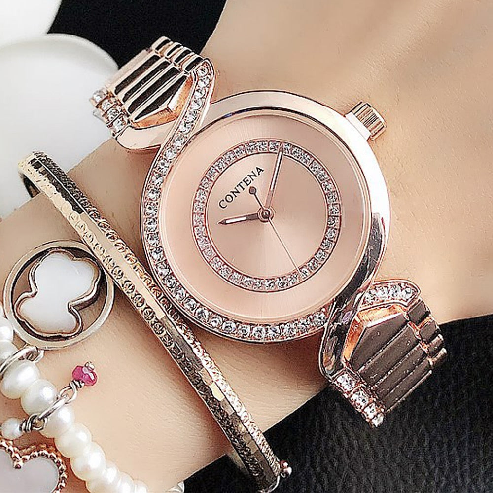 2021 Ladies Wrist Watches New Fashion Dress Watch Women Crystal Diamond Watches Stainless Steel Silver Clock Women Montre Femme