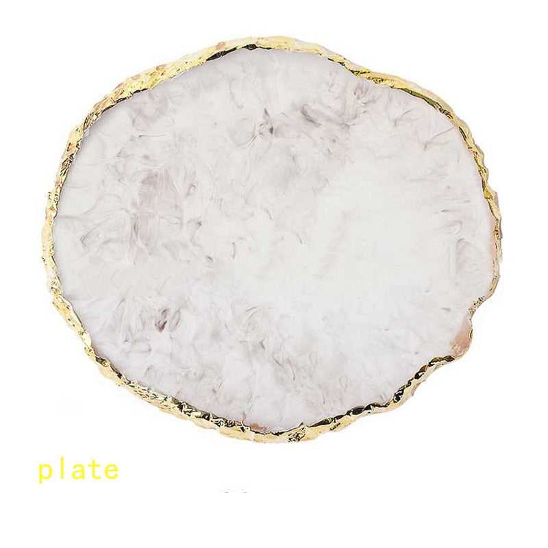 1PC Round Resin Agate Stone Nail Color Palette Gel Polish Pallet Mixing Drawing Paint Plate Manicure For Nails Art Display Shelf