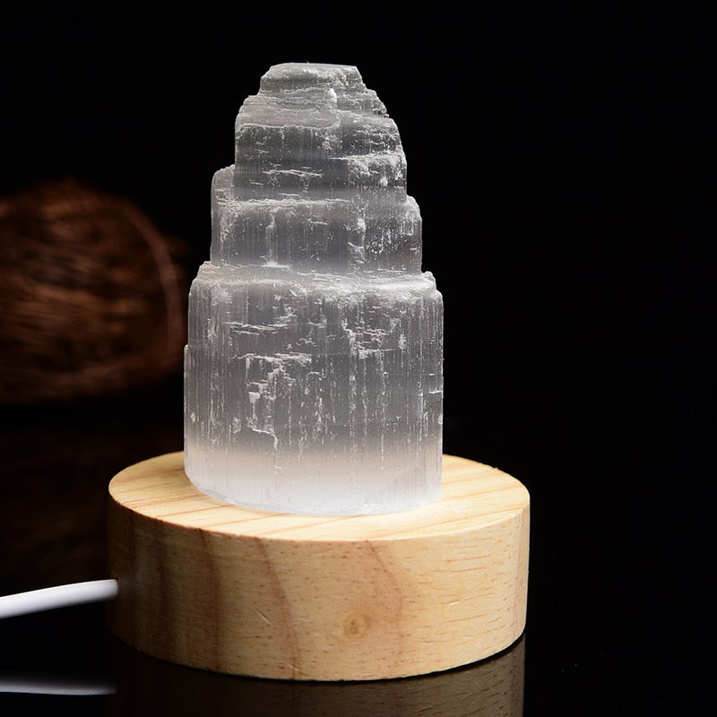 90-200g Natural Selenite Gypsum Lamp Natural Reiki Gypsum Tower Crystal Ore Ornaments Craft Decor Home DIY Gifts Mineral Decor