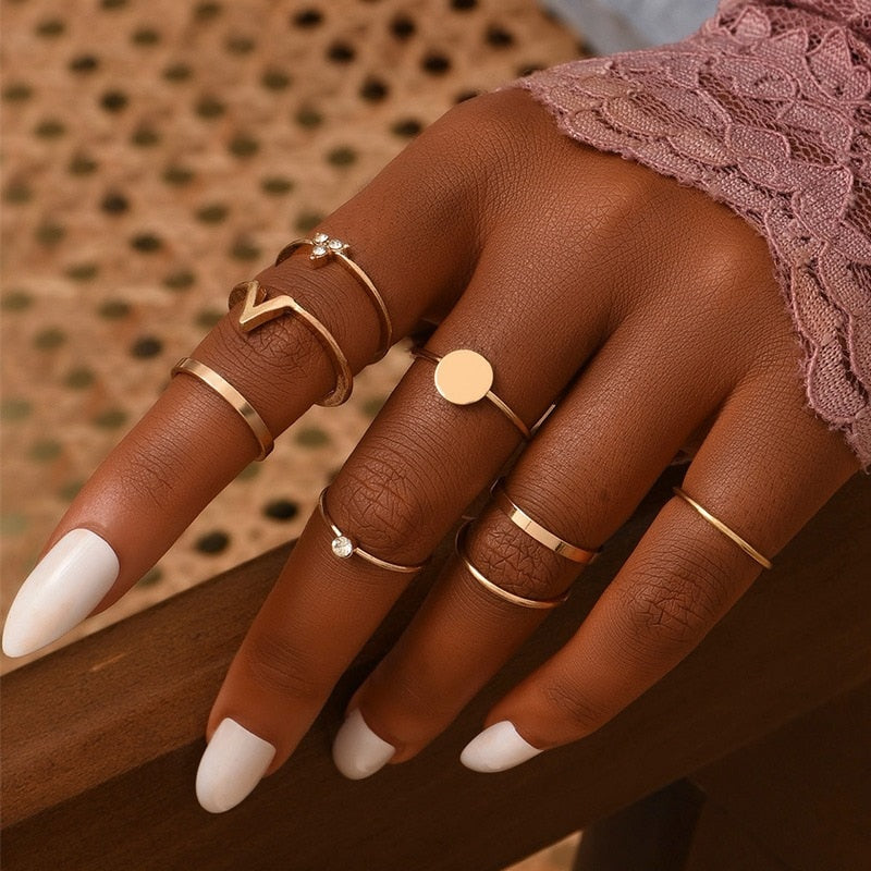 2022 women ring set bague femme matching rings bohemian fashion jewelry schmuck finger accesorios mujer couple gift wholesale
