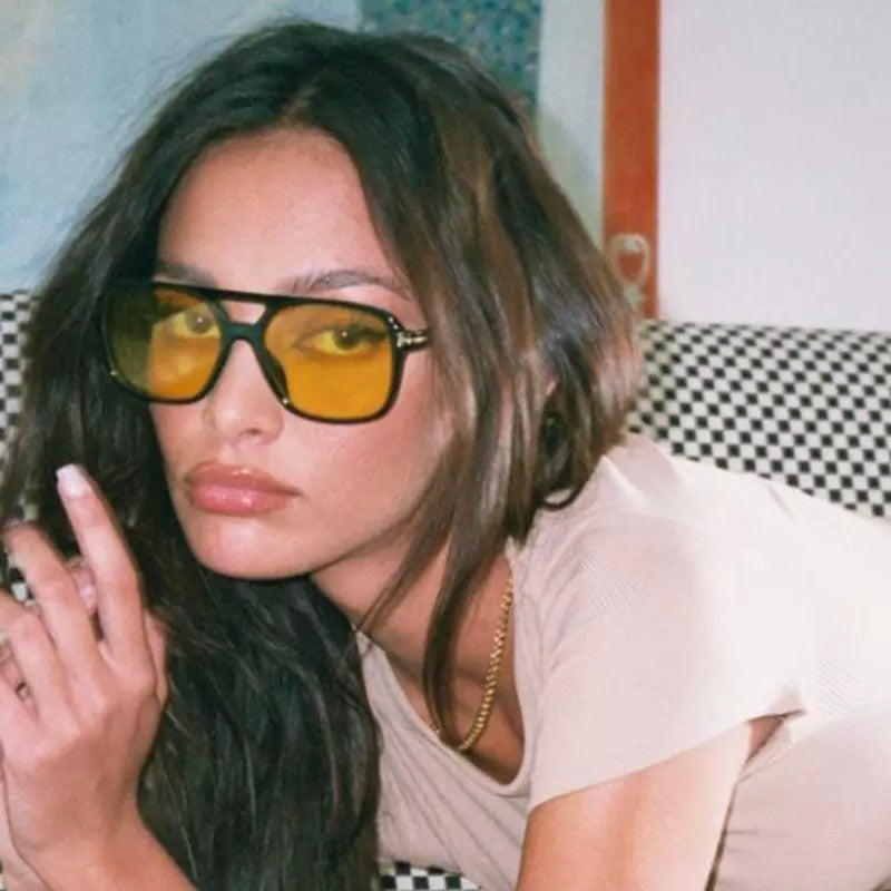 Vintage Square Sunglasses Women Retro Brand Mirror Sun Glasses Female Black Yellow Fashion Candy Colors Oculos De Sol Feminino