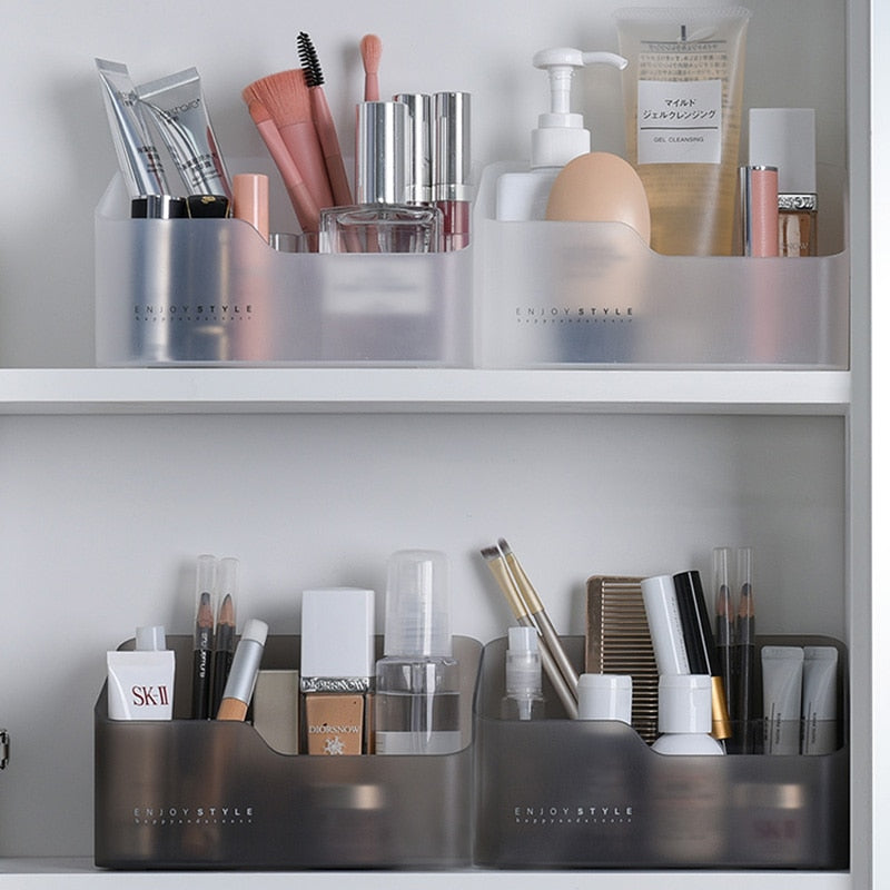 Plastic Makeup Organizer Bathroom Storage Box Cosmetic Organiser Office Desktop Make Up Jewelry Storage Box Sundries Container