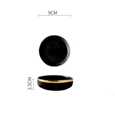 Pink Black Gold Inlay Ceramic Dinner Plate Tableware Porcelain Bulk Serving Dishes Home Wedding Decorative Dinnerware Wholesale