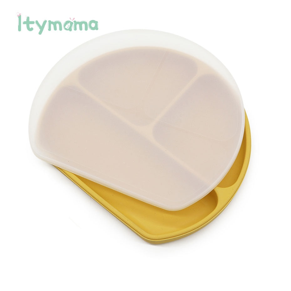 Baby Feeding Plate Food Grade Silicone Baby Plate BPA Free Infant Waterproof Kid Tableware Plate Children Dishes Sealed With Lid