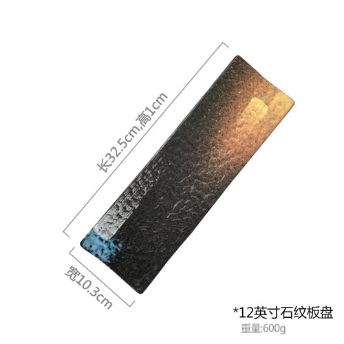 Rectangular Sushi Plate Sashimi Plate Cold Dishes Flat Plate Japanese Ceramic Plate Retro Restaurant Long Plate