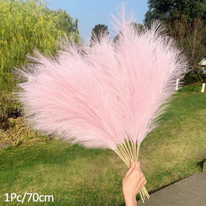 1Pcs Artificial Pampas Grass Home Room Decor Simulation Reed Flower Bouquet DIY Wedding Decoration Birthday Party Supplies