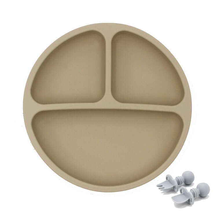 Baby Bowls Plates Spoons Safe Silicone Dining Plates Solid Cute Cartoon Children's Dishes Training Tableware Kids Feeding Bowls